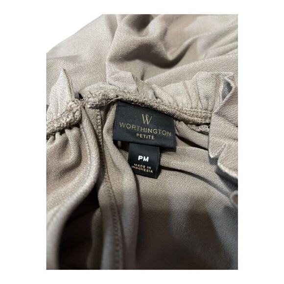 Worthington Petites Brown Blouse Lace Sleeves Size PM - Picture 3 of 3